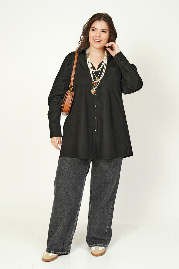 BASIC LİKRALI POPLİN GÖMLEK - 4