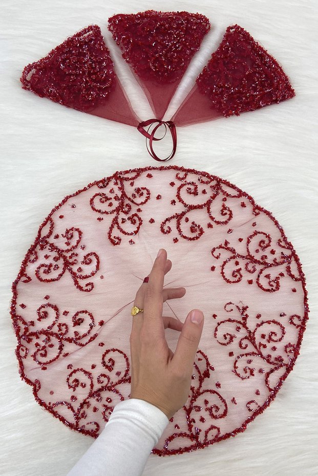Burgundy Bride Groom Handkerchief, Crystal Glass Beads, Henna Halay Wedding Bridesmaid Circumcision Promise Bride, 1 Piece