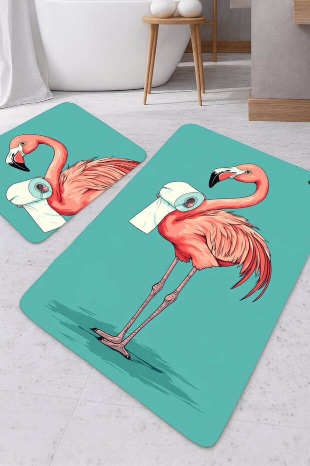 Amazing | Bathroom and Toilet Mat Pink Flamingo Modern Design | Mop