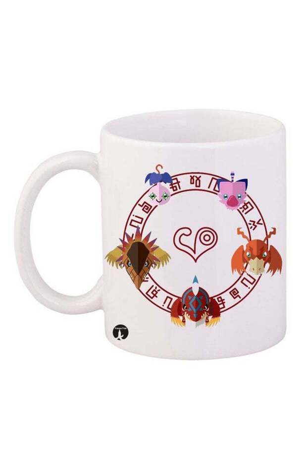 Digimon Printed Mug White/Brown/Red
