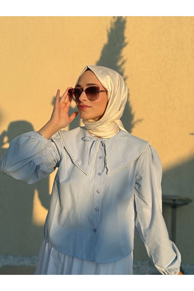 İnci Detay Bebe Yaka Gömlek - 1