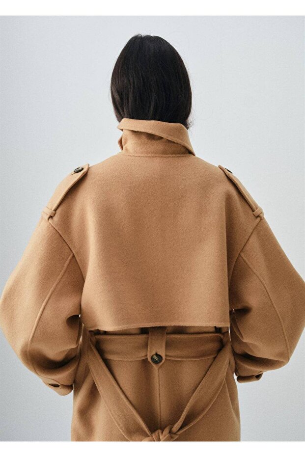 Kruvaze yün palto - 6