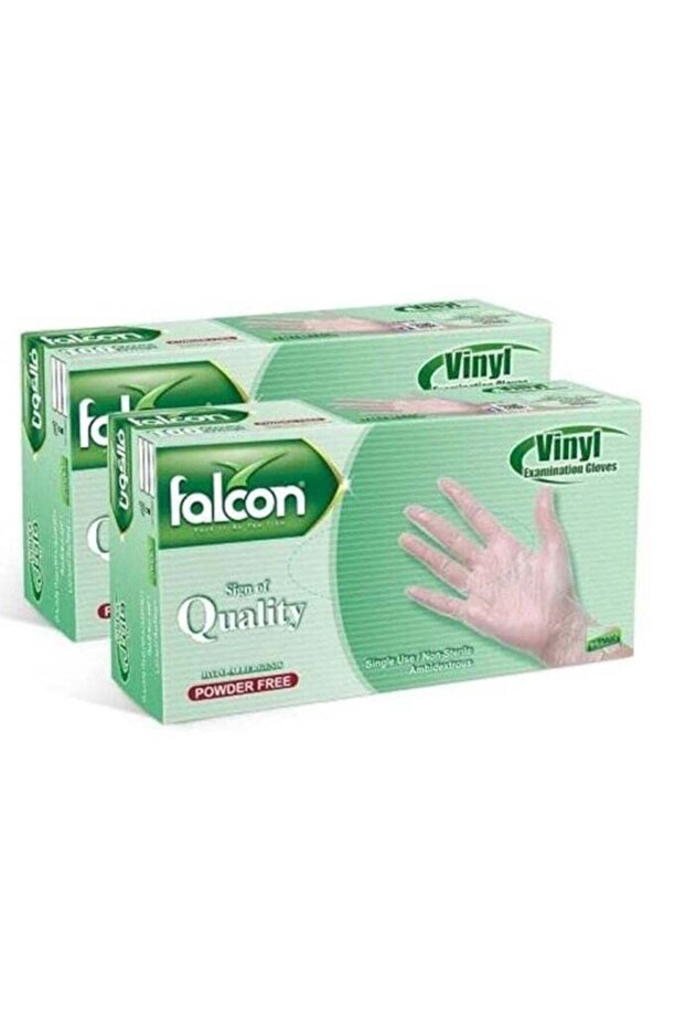 Falcon Pack of 2 Vinyl Gloves - Clear Powder Free-Small size