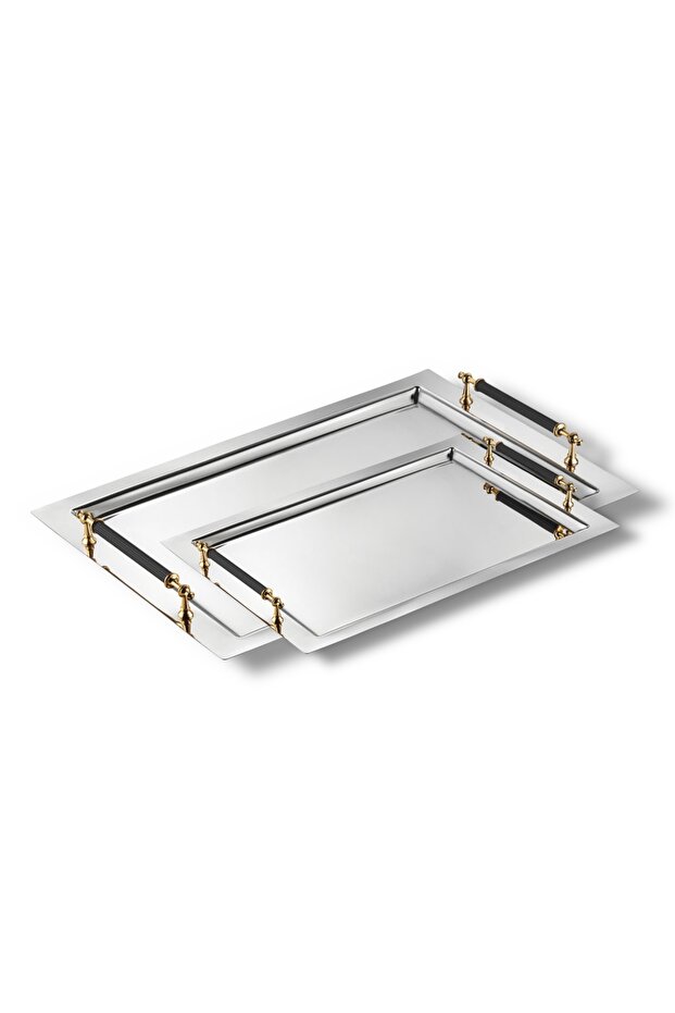 Berlin Tea and Coffee Tray Black Gold Set of 2