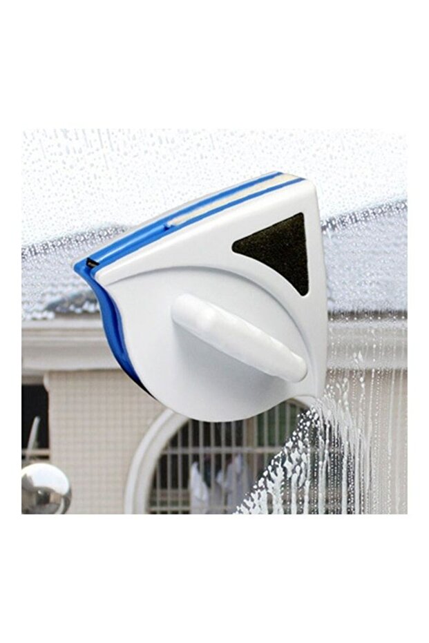 Double Sided Magnetic Window Glass Cleaner Wiper White/Blue