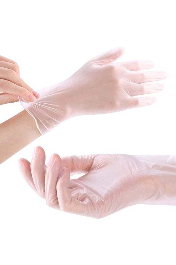 100-Piece Disposable Vinyl Hand Gloves Clear M