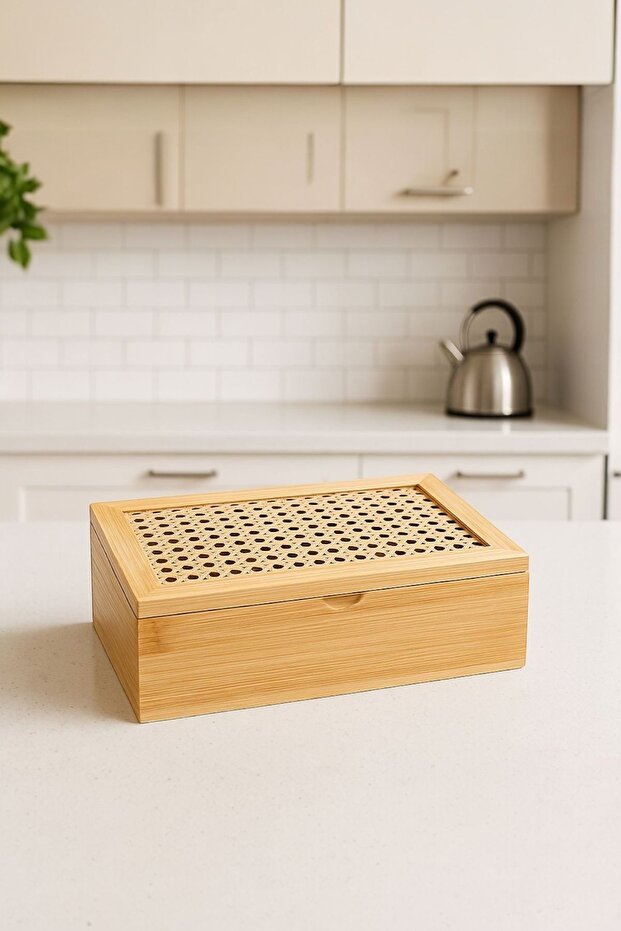 Bambu Çay Kutusu Saklama Kutusu Kahve,Bitki Çayı Kutusu Düzenleyici Bambu Düzenleyici - 3