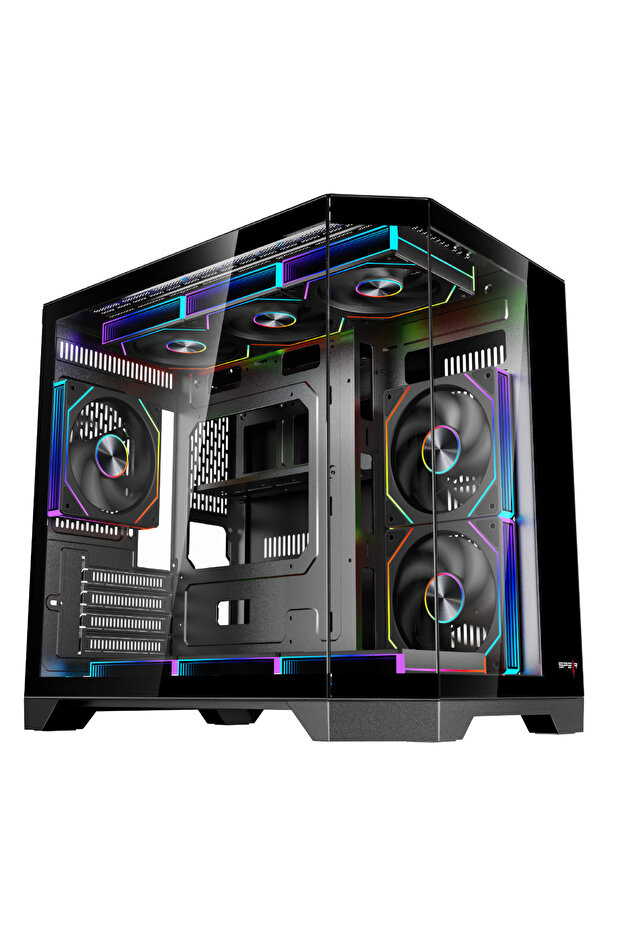 DOST 60 MINI MICRO-ATX GAMING CASE , 6 ARGB FANS AND REMOTE CONTROL BLACK COLOR - 1