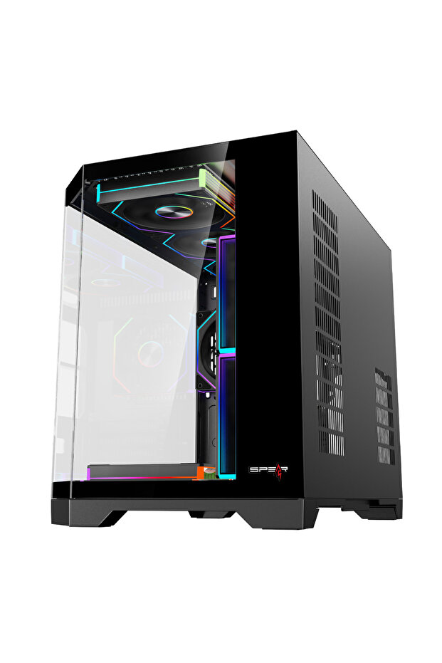 DOST 60 MINI MICRO-ATX GAMING CASE , 6 ARGB FANS AND REMOTE CONTROL BLACK COLOR - 6