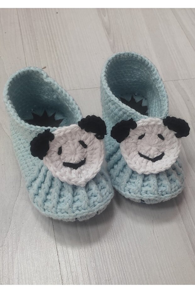 Knitted Baby Booties with Teddy Bear