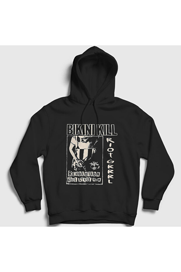Unisex Black Revolution Girl Style V2 Bikini Kill Hooded Sweatshirt 574433Tt