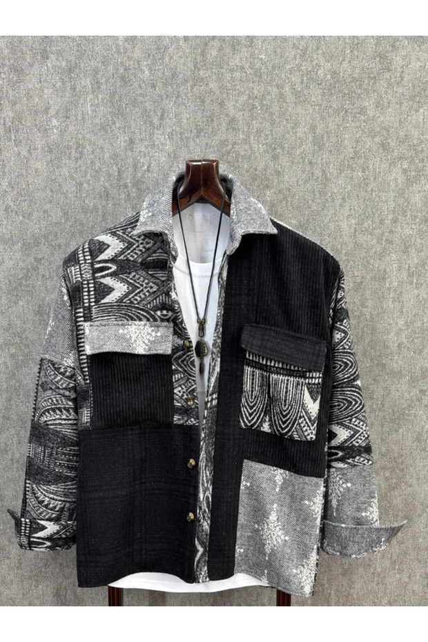 Oversize Bohem Luka Pamuklu Gömlek - 1