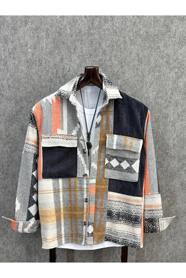 Oversize Bohem Luka Pamuklu Gömlek - 1