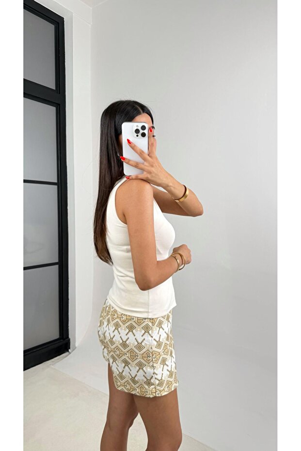 Taş Sıfır Kol Çift Fermuarlı Basic Bluz GAUS-0059 - 3