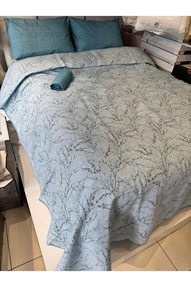 Sprout Patterned Sheet Elastic Double Pique Set - 7