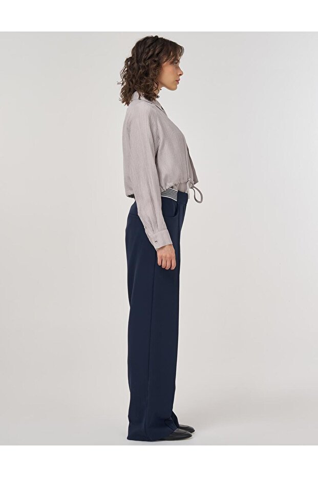 Çima Dikişli Kumaş Pantolon Koyu Lacivert - 5