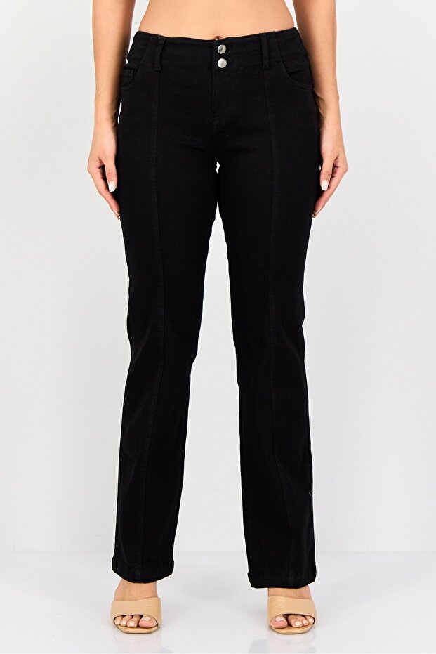 Women Bootcut Fit Solid Stretchable Denim Jeans, Black