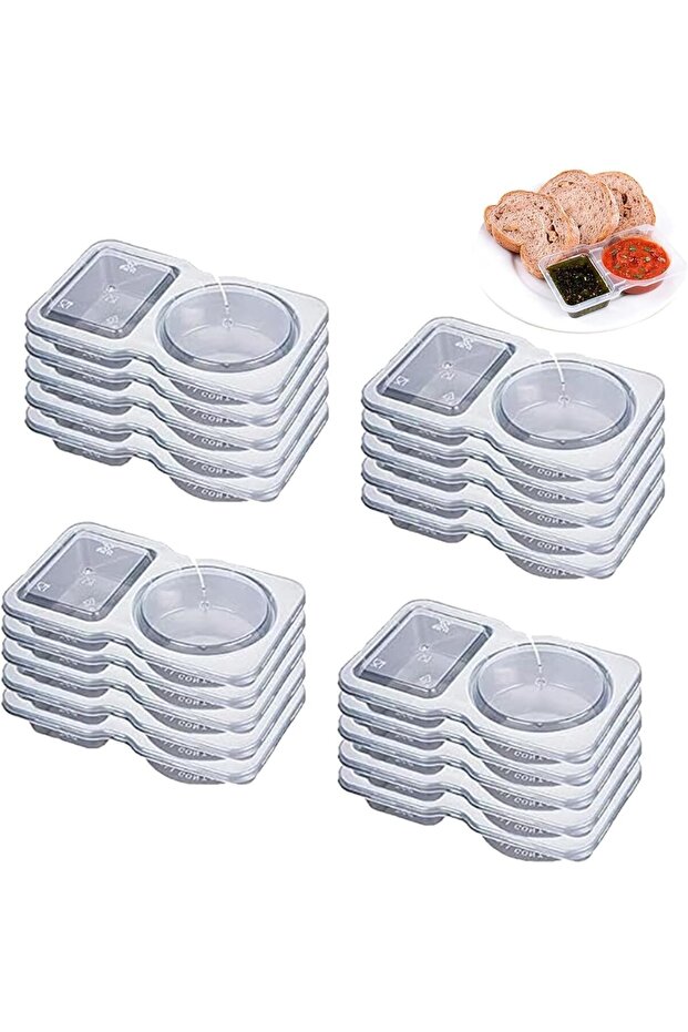 20 Pack Double Compartment Condiment Container, Chili Oil Salad Box, Snack Container, Condiment - 1