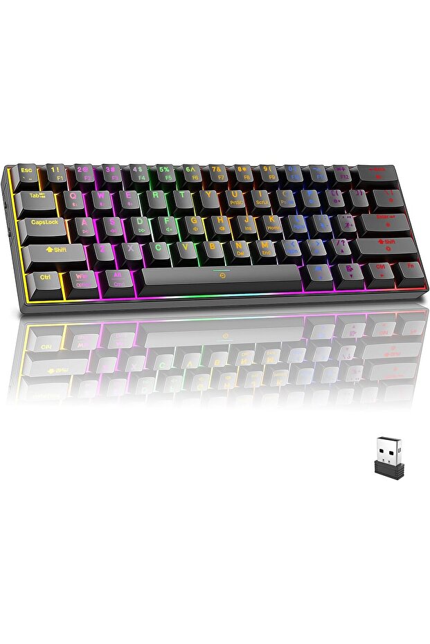 Wireless Bluetooth Tri Mode Mechanical Keyboard Multi Platform Support Rechargeable 61 Key Rgb - 1
