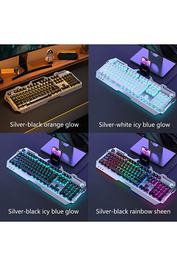 Mechanical Gaming Keyboard Rgb Backlit Number Pad All Metal Panel Waterproof Light Up Pc Keyboard - 3