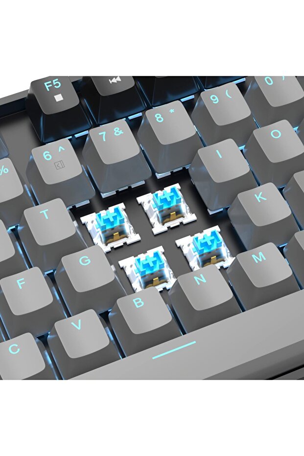 لوحة مفاتيح ألعاب ميكانيكية 75% بإضاءة خلفية بيضاء LED و87 مفتاحًا، كمبيوتر سلكي صغير الحجم Tkl - 2
