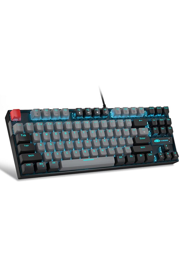 لوحة مفاتيح ألعاب ميكانيكية 75% بإضاءة خلفية بيضاء LED و87 مفتاحًا، كمبيوتر سلكي صغير الحجم Tkl - 1