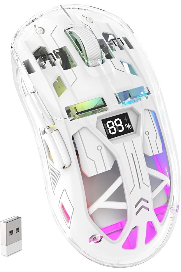ماوس ألعاب لاسلكي بإضاءة خلفية RGB ومنفذ USB و7 أزرار قابلة للبرمجة مع وضع مزدوج - 1