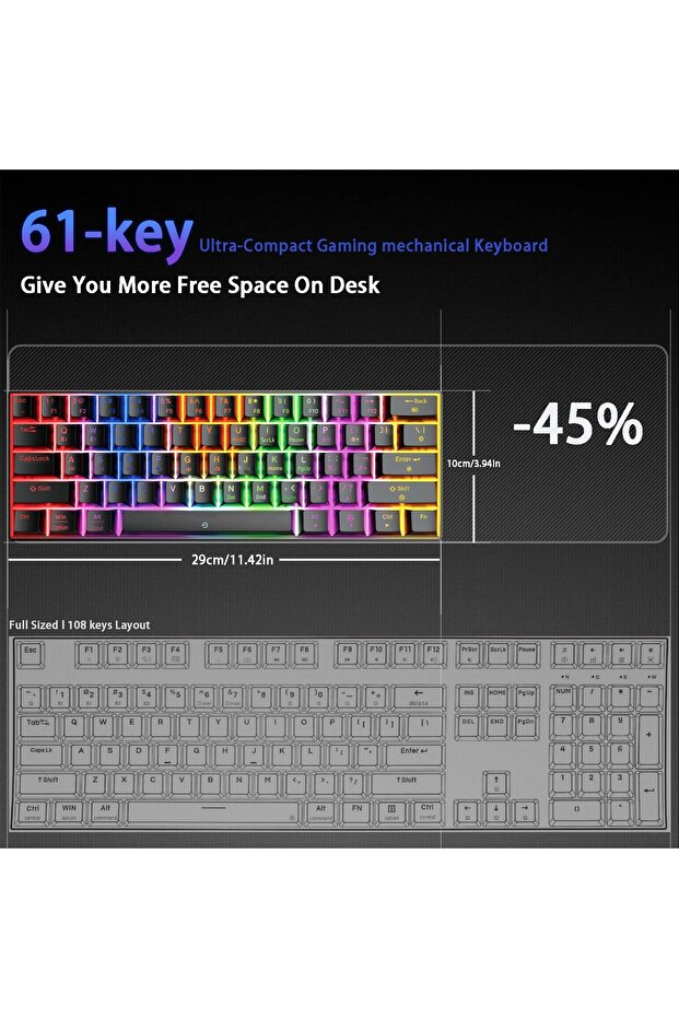 Wireless Bluetooth Tri Mode Mechanical Keyboard Multi Platform Support Rechargeable 61 Key Rgb - 4