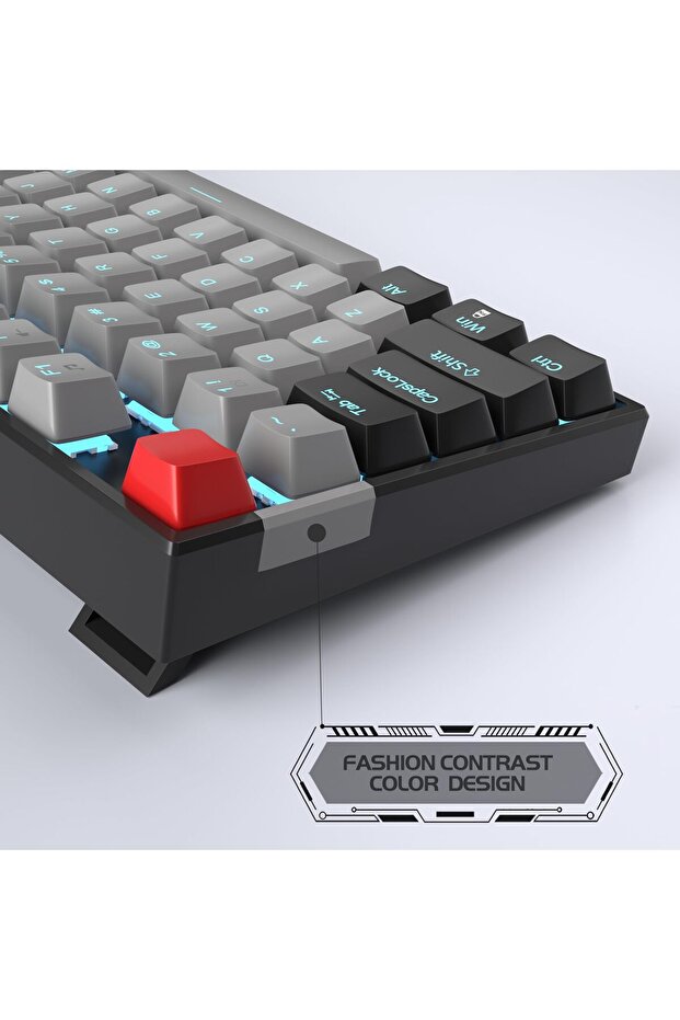 لوحة مفاتيح ألعاب ميكانيكية 75% بإضاءة خلفية بيضاء LED و87 مفتاحًا، كمبيوتر سلكي صغير الحجم Tkl - 6