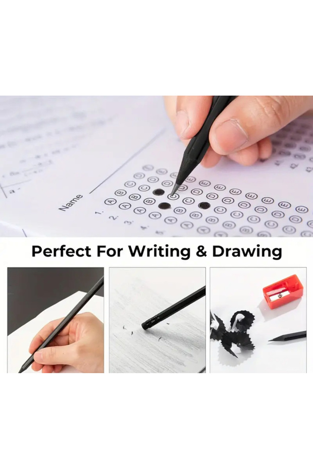 5 قطع من أقلام الرصاص HB الجرافيت مع ممحاة - 3