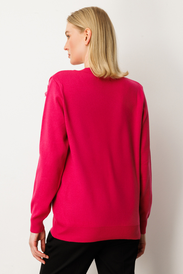 Yaka Şerit Kırçıllı Triko Kazak - 4