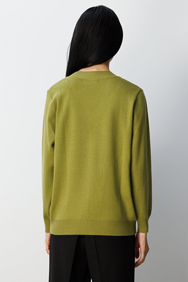 Yaka Şerit Kırçıllı Triko Kazak - 4