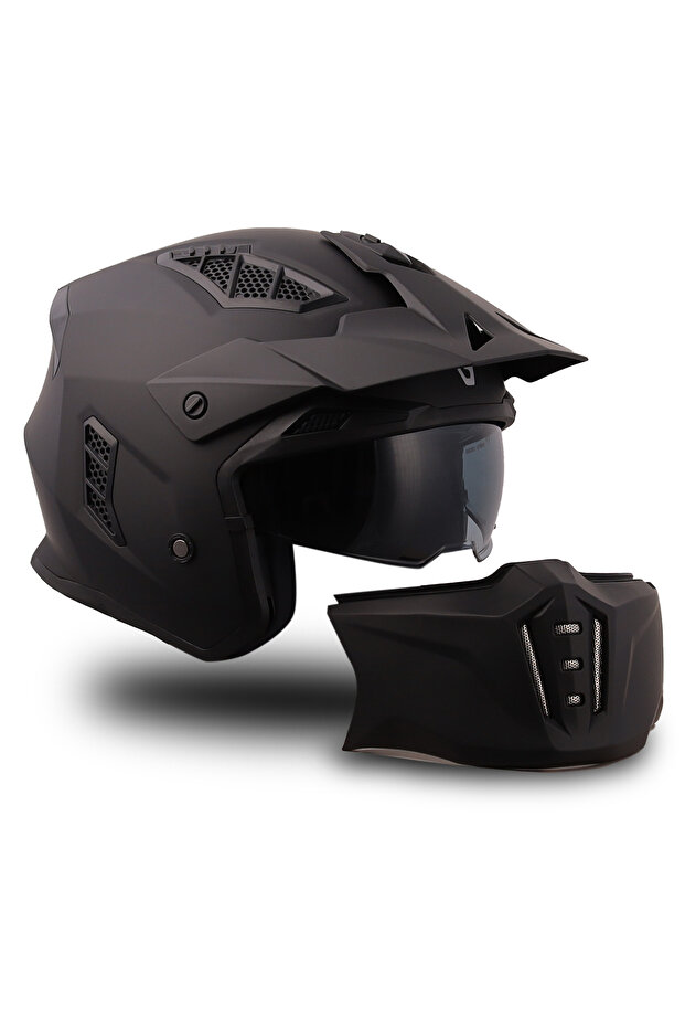 Helix Mat Siyah Modüler Kask - 3