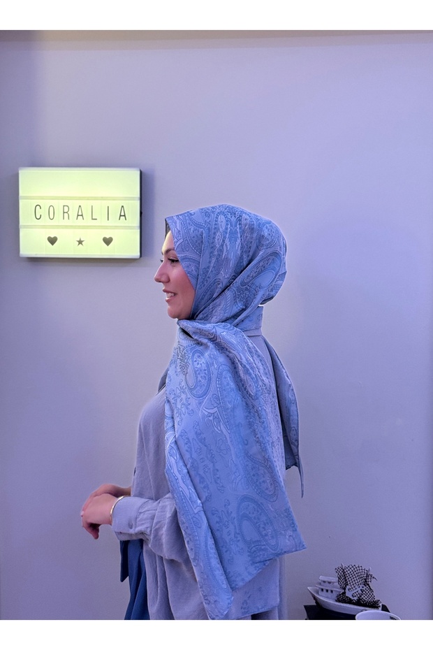 Mavi Etro Stil Etnik Desenli Yumuşak Dokulu Terletmeyen 4 Mevsim Şal - 3