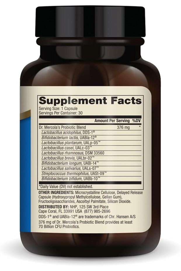 Dr. Mercola Complete Probiotics 70 Billion CFU, 30 Capsules, Digestive Health Support, Non-GMO (100) - 2