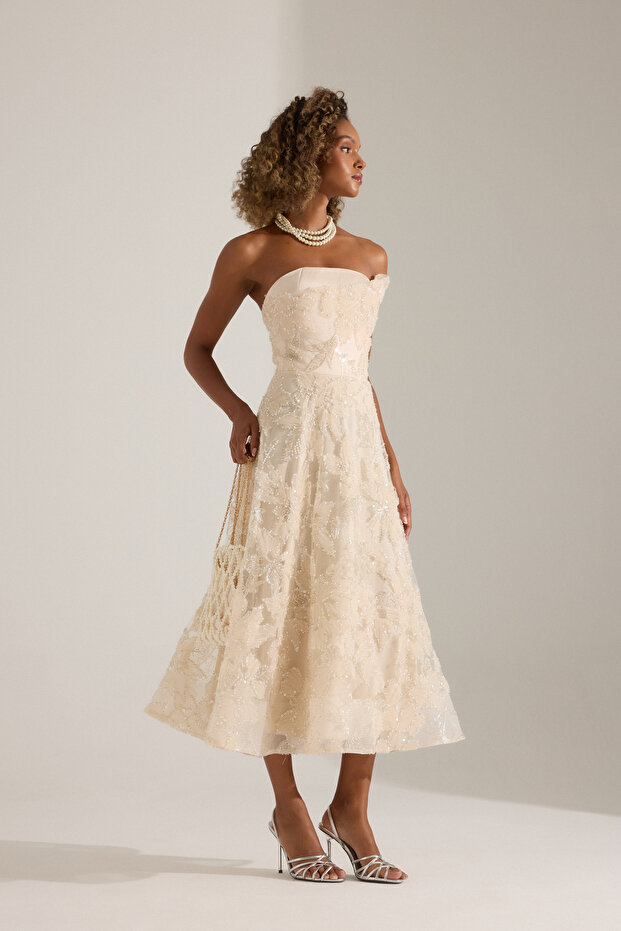 Olyssia Ekru Elbise - 1