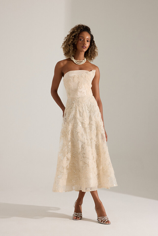 Olyssia Ekru Elbise - 3