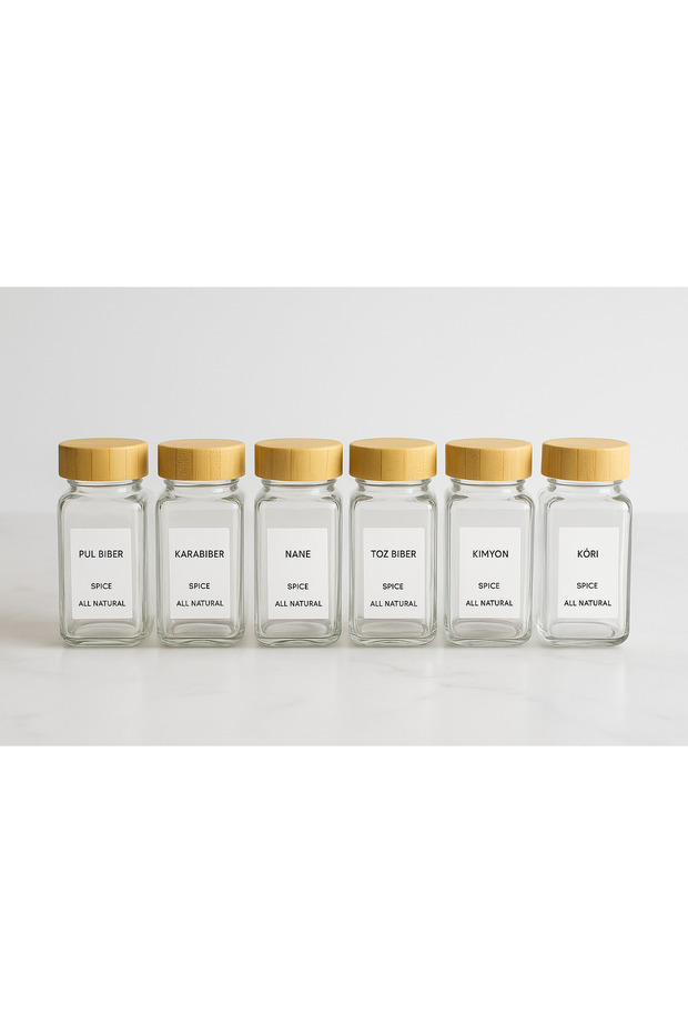 6 LI BAMBU KAPAKLI BAHARAT KAVANOZU - 4