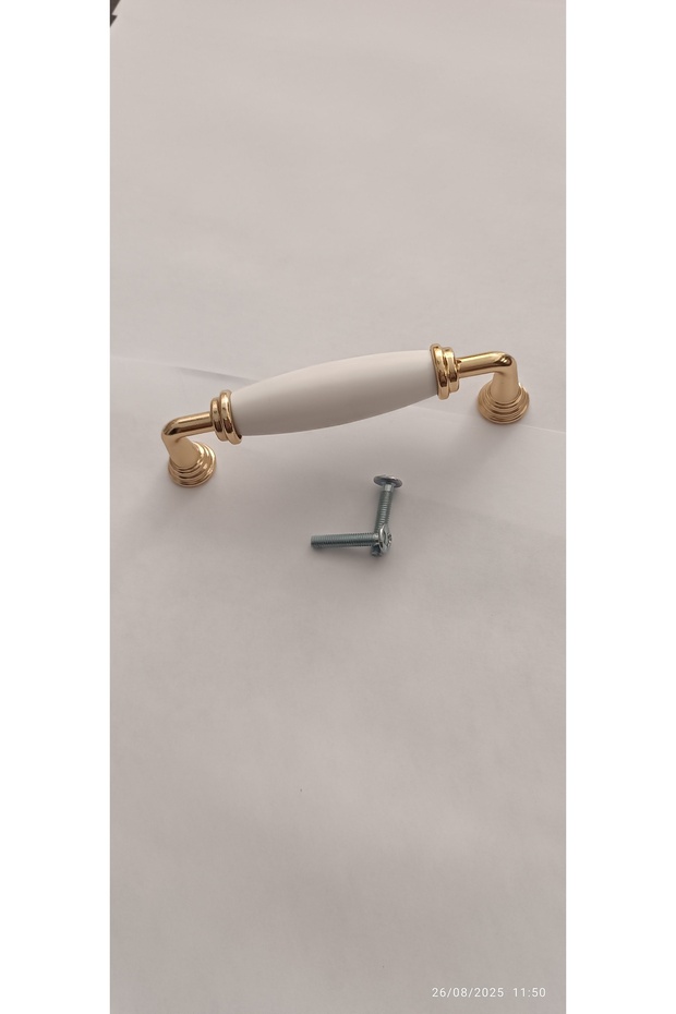 96 mm 1 Piece Gold Metal Legs Hard Polymer White Handle Cabinet Kitchen