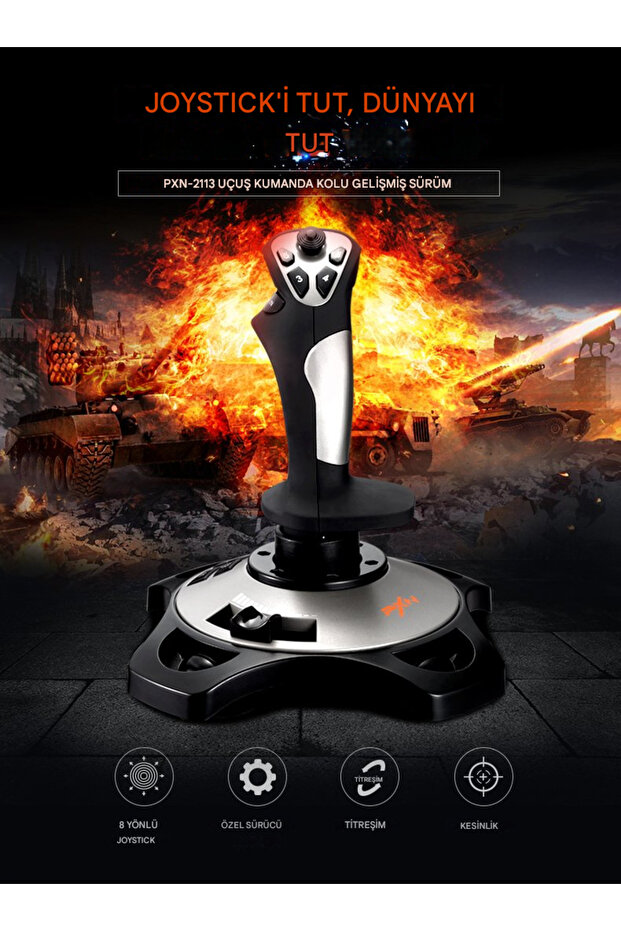 2113 Pro Uçuş Simülatör Joystick Kontrolcü PC - 3