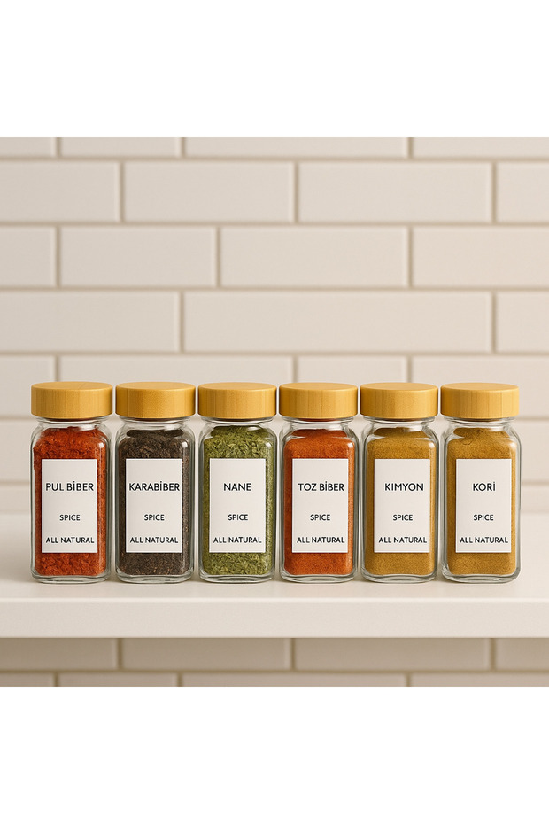 6 LI BAMBU KAPAKLI BAHARAT KAVANOZU - 2