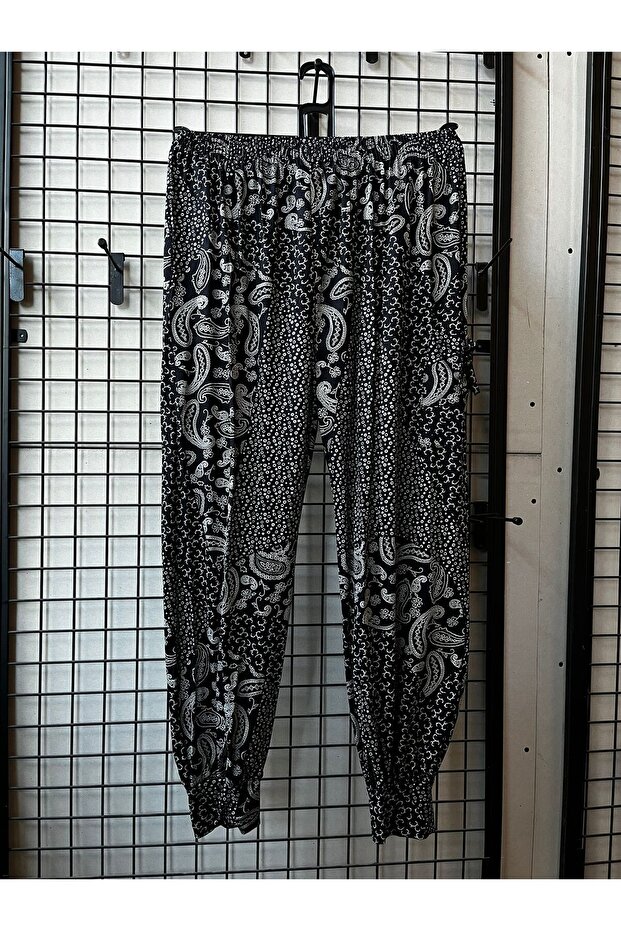 Kadın Çiçek Desenli Örme Sosyete Şalvar Pantolon - 2