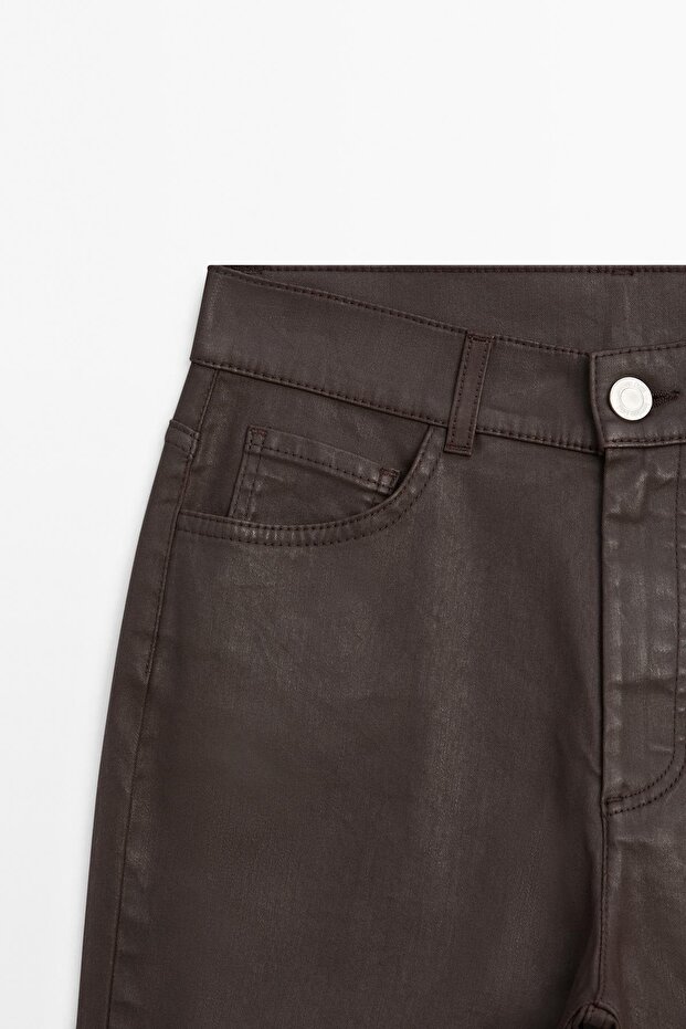 Yüksek bel straight fit mumlu pantolon - 6