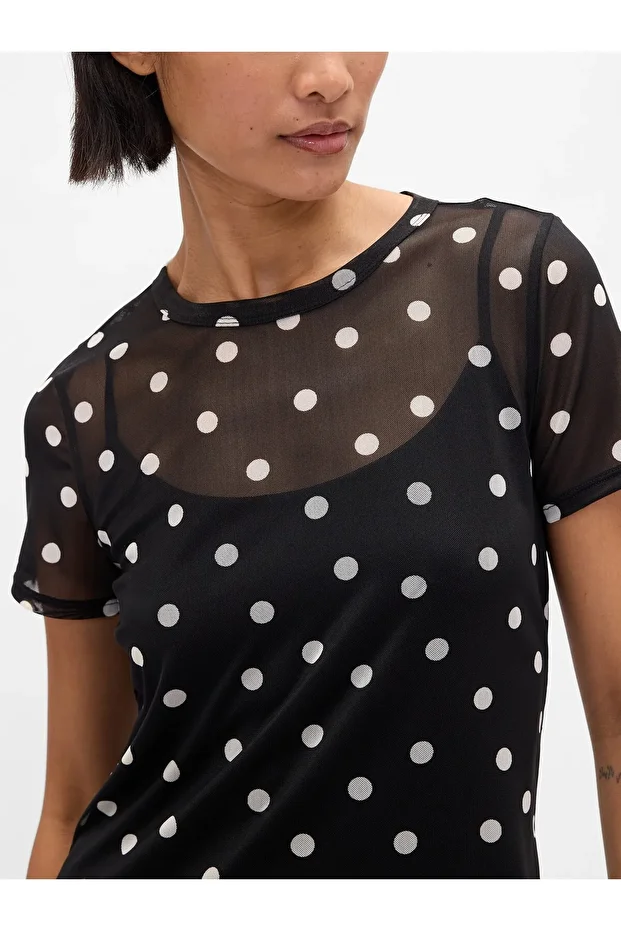 Kadın Siyah Mesh Maxi Elbise - 3