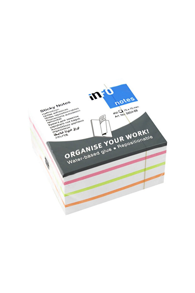 Cub notes adeziv 75 x 75 mm, 450 file, Info Notes, Alb - 1