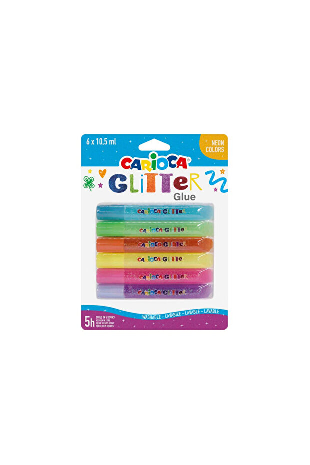 Κόλλα fluo glitter 6/σετ - 1