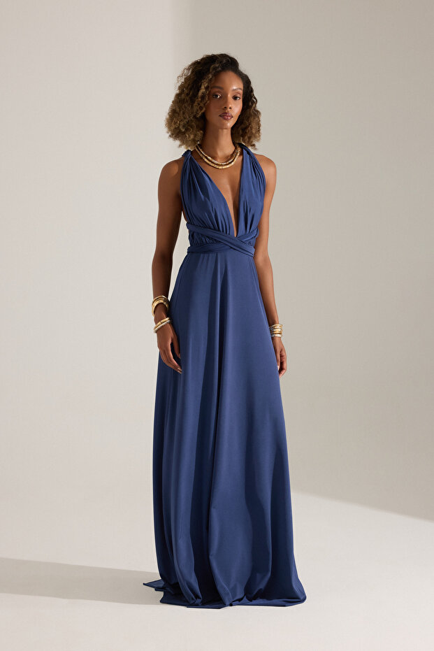 NADA KOYU MAVİ ELBİSE - 2