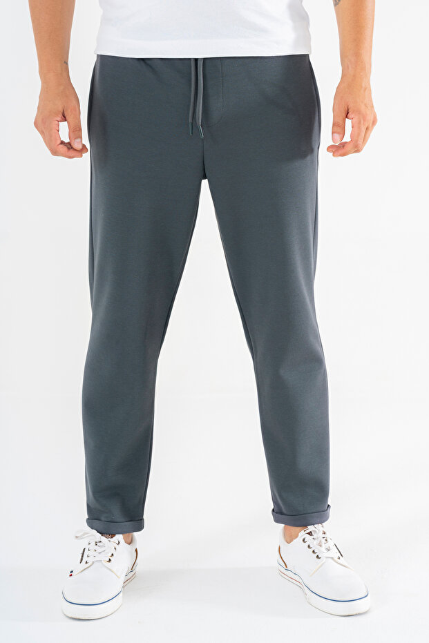 Men's Smoked Jogger Sweatpants Double Leg Sports Casual Pants