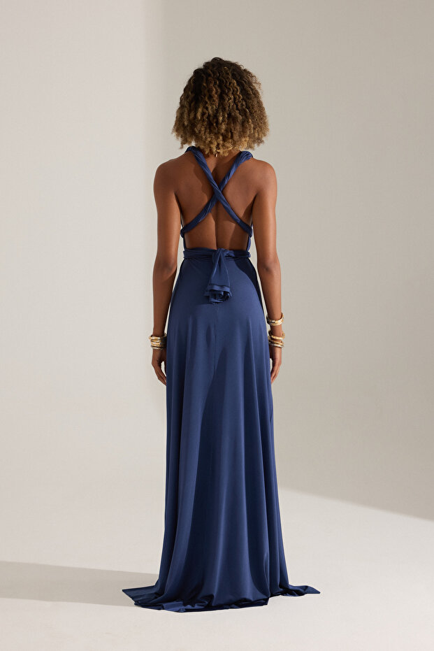 NADA KOYU MAVİ ELBİSE - 6