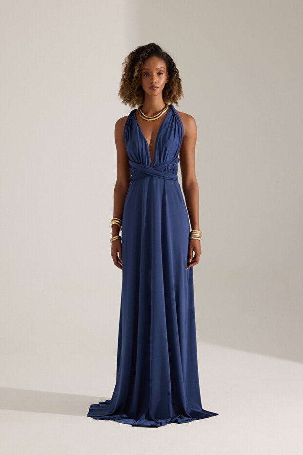 NADA KOYU MAVİ ELBİSE - 1